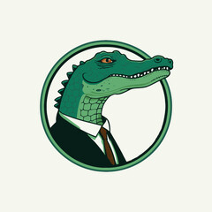 crocodile character logo mascot cartoon badge vector illustration