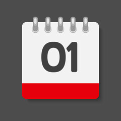 Icon page calendar day - number 1
