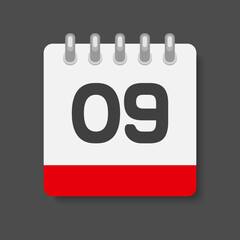 Icon page calendar day - number 9