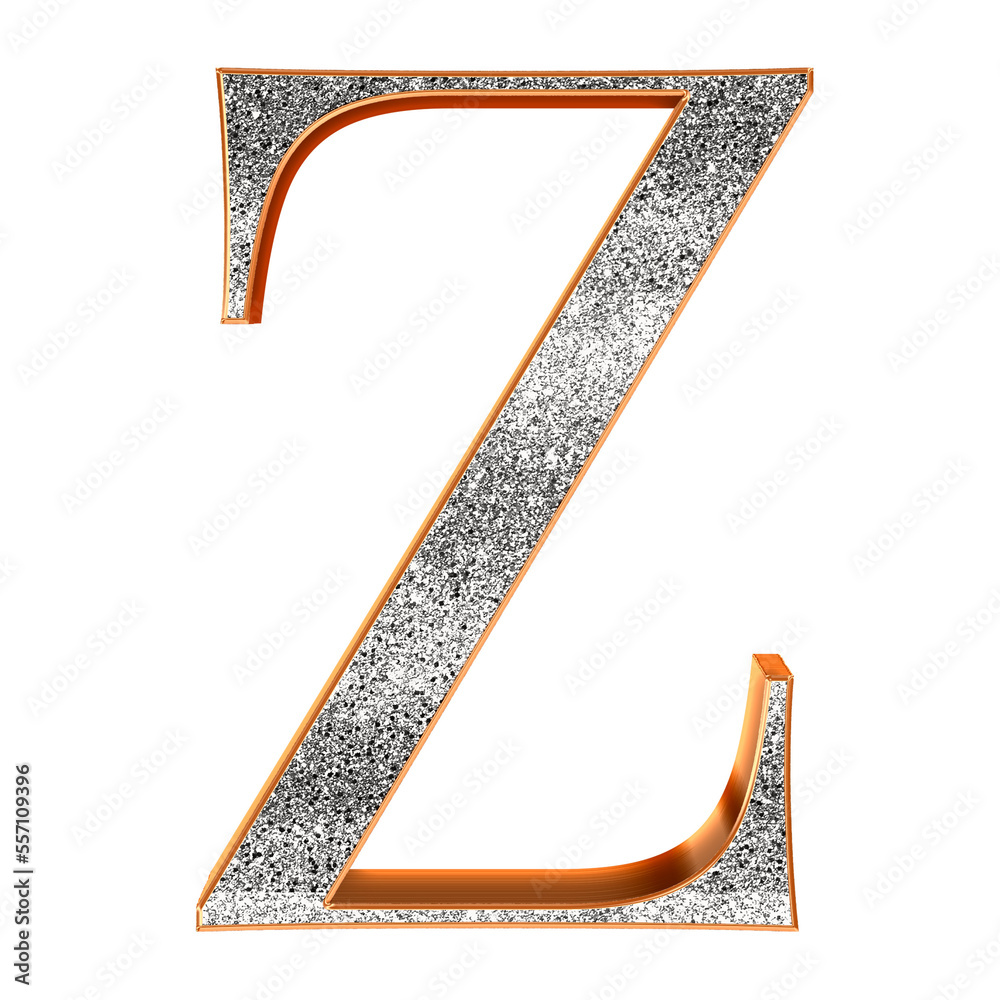 Fototapete Silver 3D bling alphabet uppercase letters. This is a part of a set which also includes lowercase letters, numbers, punctuation marks and symbols.