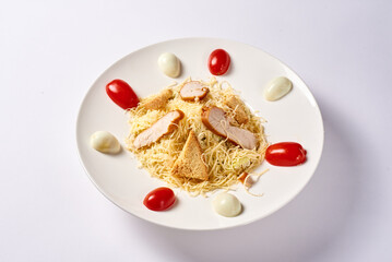 caesar salad on a white background