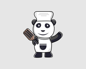 Panda Chef Logo Cartoon Illustrations Vectors