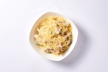 mimosa salad. on a white background