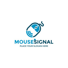 Mouse signal vector logo template. This design use signal and mouse symbol. Suitable for technology.