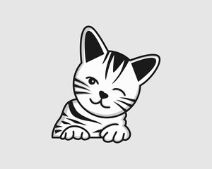 Cute Cat Smile logo designs illustration