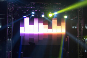 Large screen with equalizers, light music