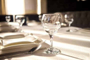 table setting in the restaurant