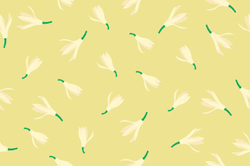 Fototapeta na wymiar Illustration of chempaka flower with blooming on yellow background.