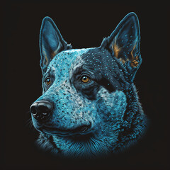 Blue heeler, red heeler or Australian cattle dog, breed of dog from Australia. Vector for logo or design. Generative AI.