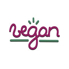 Fototapeta premium Vegan food diet icon. Motivational, hand drawn lettering. 