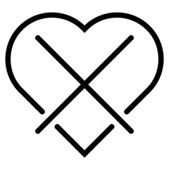 Cross heart icon in modern style.