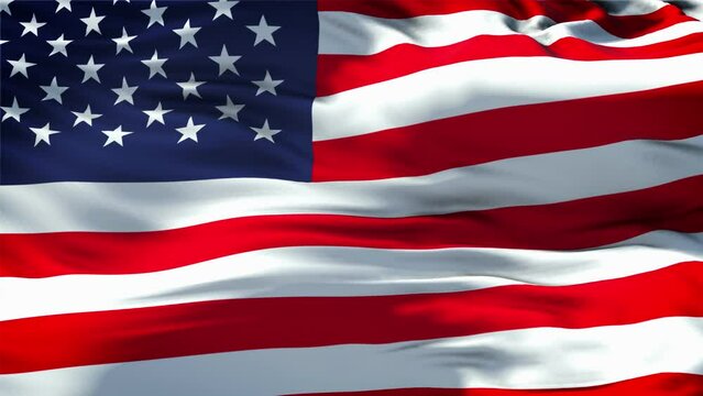 American Flag Loop. Independence Day USA. Realistic 4K. 30 fps flag of the US. American Flag waving in the wind. Seamless loop with highly detailed fabric texture. Loop ready in 4k resolution. 