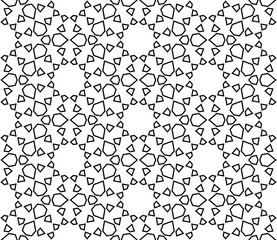Seamless geometric ornament based on traditional islamic art. Black and white.