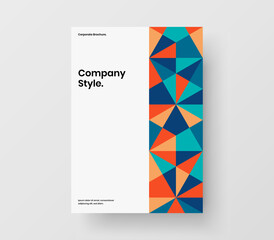 Trendy annual report vector design concept. Isolated mosaic shapes company cover template.