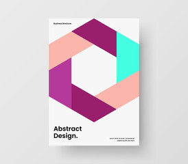 Modern magazine cover vector design template. Minimalistic geometric hexagons flyer concept.