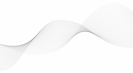 Wave line background with smooth shape. Beautiful wavy line on a white background. Horizontal banner template. Abstract futuristic template. Chrome technological wallpaper.