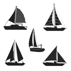Illustration set of boat silhouette. Vector illustration.