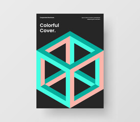 Unique corporate brochure A4 design vector concept. Colorful geometric shapes pamphlet illustration.