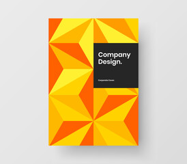 Creative company brochure design vector layout. Colorful mosaic hexagons poster illustration.