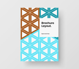 Bright handbill A4 vector design illustration. Minimalistic geometric hexagons catalog cover template.