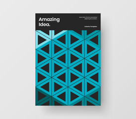 Minimalistic journal cover A4 design vector concept. Isolated mosaic hexagons banner template.