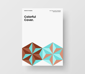 Modern cover vector design template. Multicolored geometric hexagons corporate brochure concept.