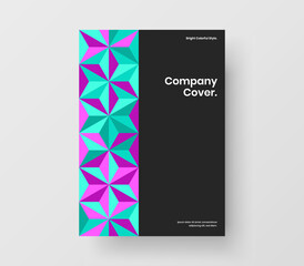 Unique mosaic hexagons leaflet concept. Colorful banner vector design layout.