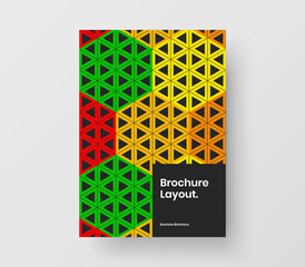 Original book cover A4 vector design concept. Colorful mosaic hexagons poster template.