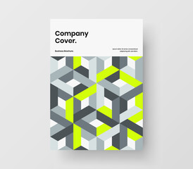 Original leaflet A4 design vector concept. Vivid geometric pattern catalog cover illustration.