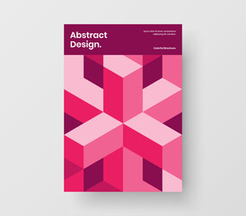 Isolated brochure design vector layout. Trendy geometric tiles catalog cover concept.