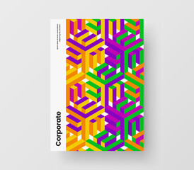 Multicolored mosaic shapes company brochure template. Isolated book cover A4 vector design layout.