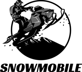 Fotobehang snowmobile trails logo design vector © THE LASTMINI