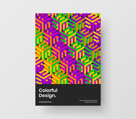 Modern geometric tiles flyer illustration. Bright annual report design vector concept.
