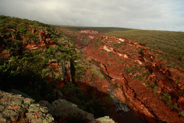 Kalbarri National Park from above on a stormy day - Remote Western Australian outback