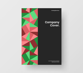 Multicolored corporate brochure design vector illustration. Simple mosaic pattern handbill template.