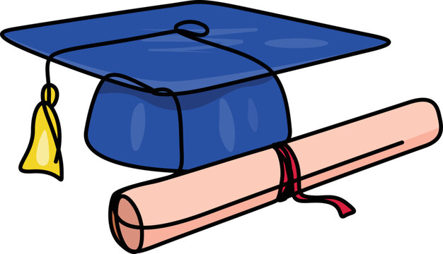 Diploma and graduation cap illustration