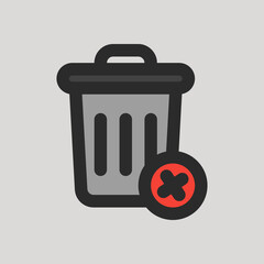 Delete icon in filled line style about user interface, use for website mobile app presentation