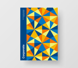 Abstract geometric shapes flyer layout. Minimalistic corporate brochure A4 design vector template.