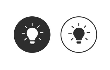 Tip idea hint icon vector pictogram, light bulb simple shape silhouette graphic illustration label, lightbulb help instruction label black white isolated line outline thin stroke linear design art