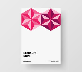 Unique magazine cover A4 vector design illustration. Isolated mosaic hexagons corporate identity layout.