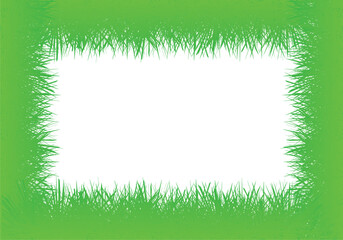decorative border, Green grass frame for design, Frame of green grass isolated on a green background.