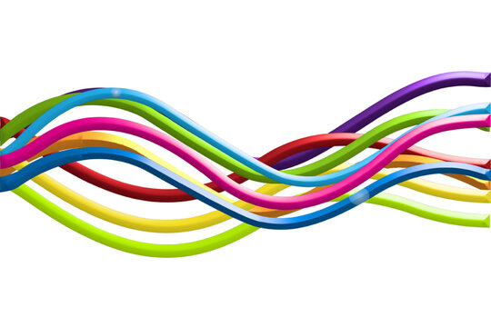 Rainbow colorful spiral waves swirly wire vivid color vector web image template.