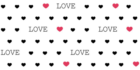 Valentine's Day. Cute hearts, lovely romantic background. Black and white Heart shaped.