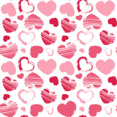 Valentine's Day. Seamless vector pattern. Cute hearts, lovely romantic background. Black and white Heart shaped.