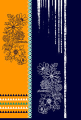 Brushstroke flower and Colorfull watercolor watercolor background design, geomatrical design, Textile Design illustration, Kaftan Design