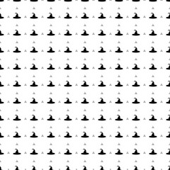 Square seamless background pattern from geometric shapes are different sizes and opacity. The pattern is evenly filled with big black witch hat symbols. Vector illustration on white background