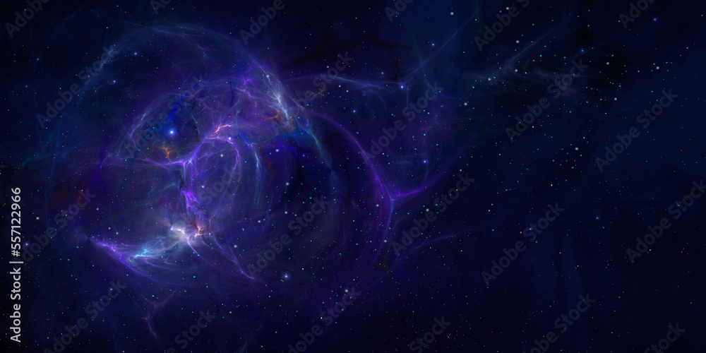 Canvas Prints space background. colorful fractal blue and violet nebula with star field. 3d rendering