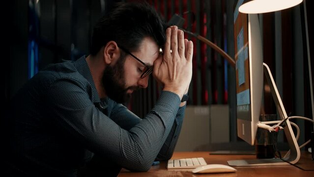 desperate man having problem in office 