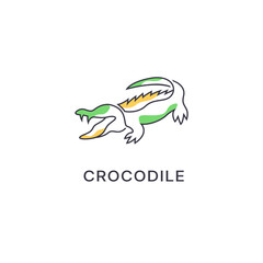 crocodile logo design template outline line art concept