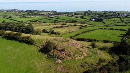Fototapeta na wymiar Aerial view of Knockdhu Moat at Cairncastle Co Antrim Northern Ireland